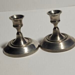 Vintage Silver-Plated Brass Baluster Taper Candlestick Holders – Pair